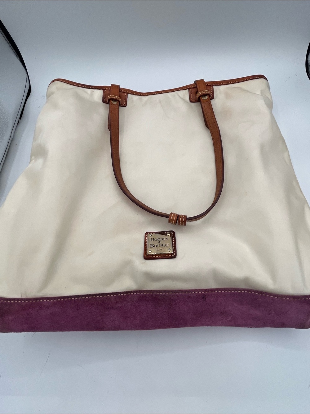 Dooney & Bourke White & Lavender Suede Tote
